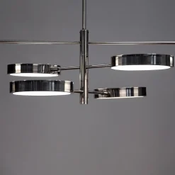 Lampadario Sistema a 6 luci in Nichel Spazzolato e Vetro