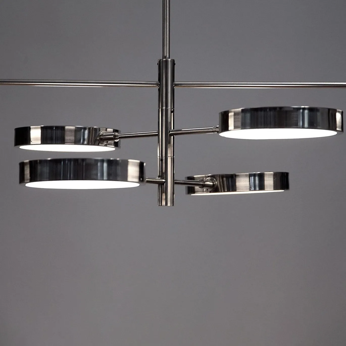 Lampadario Sistema a 6 luci in Nichel Spazzolato e Vetro