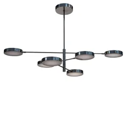 Lampadario Sistema a 6 luci in Nichel Spazzolato e Vetro