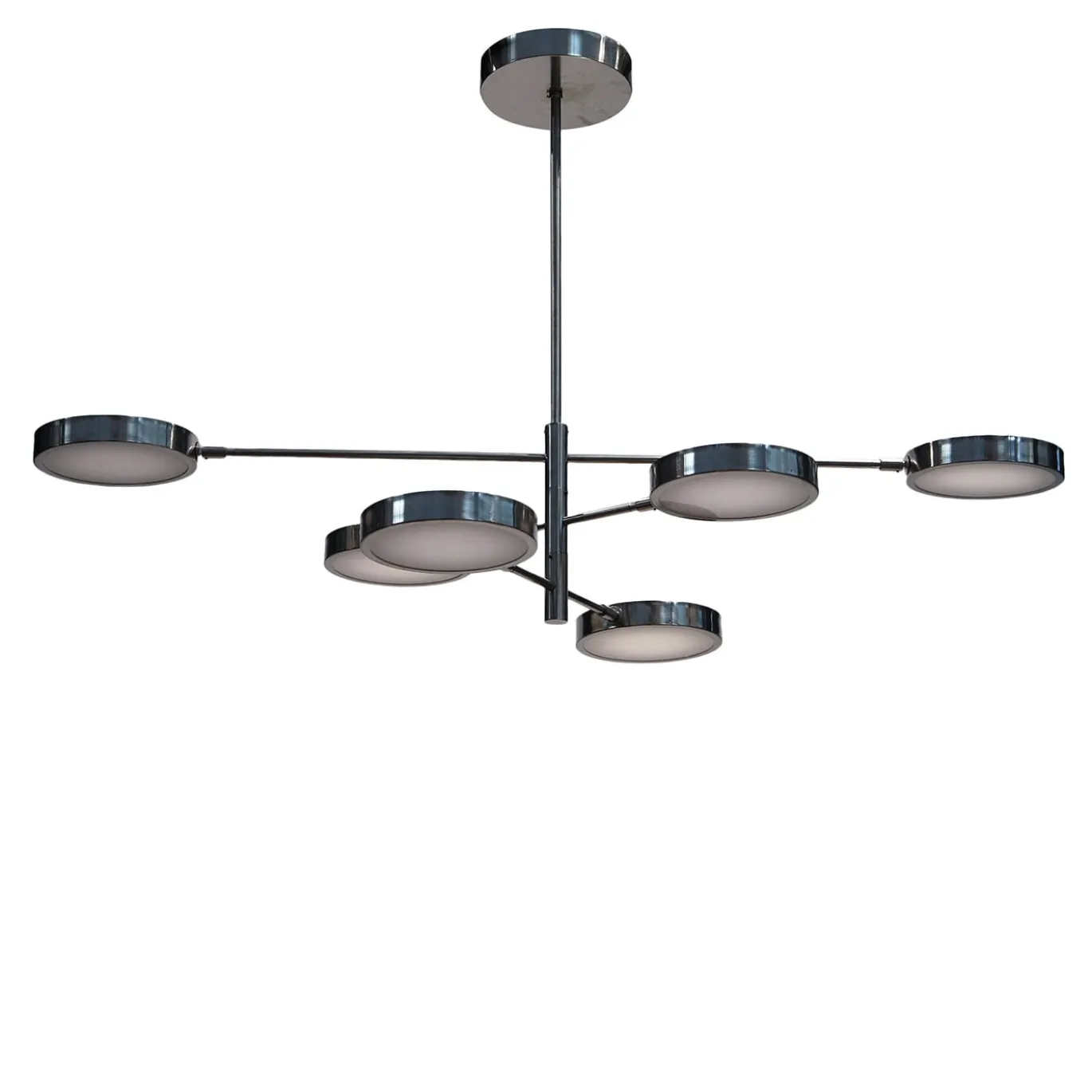 Lampadario Sistema a 6 luci in Nichel Spazzolato e Vetro
