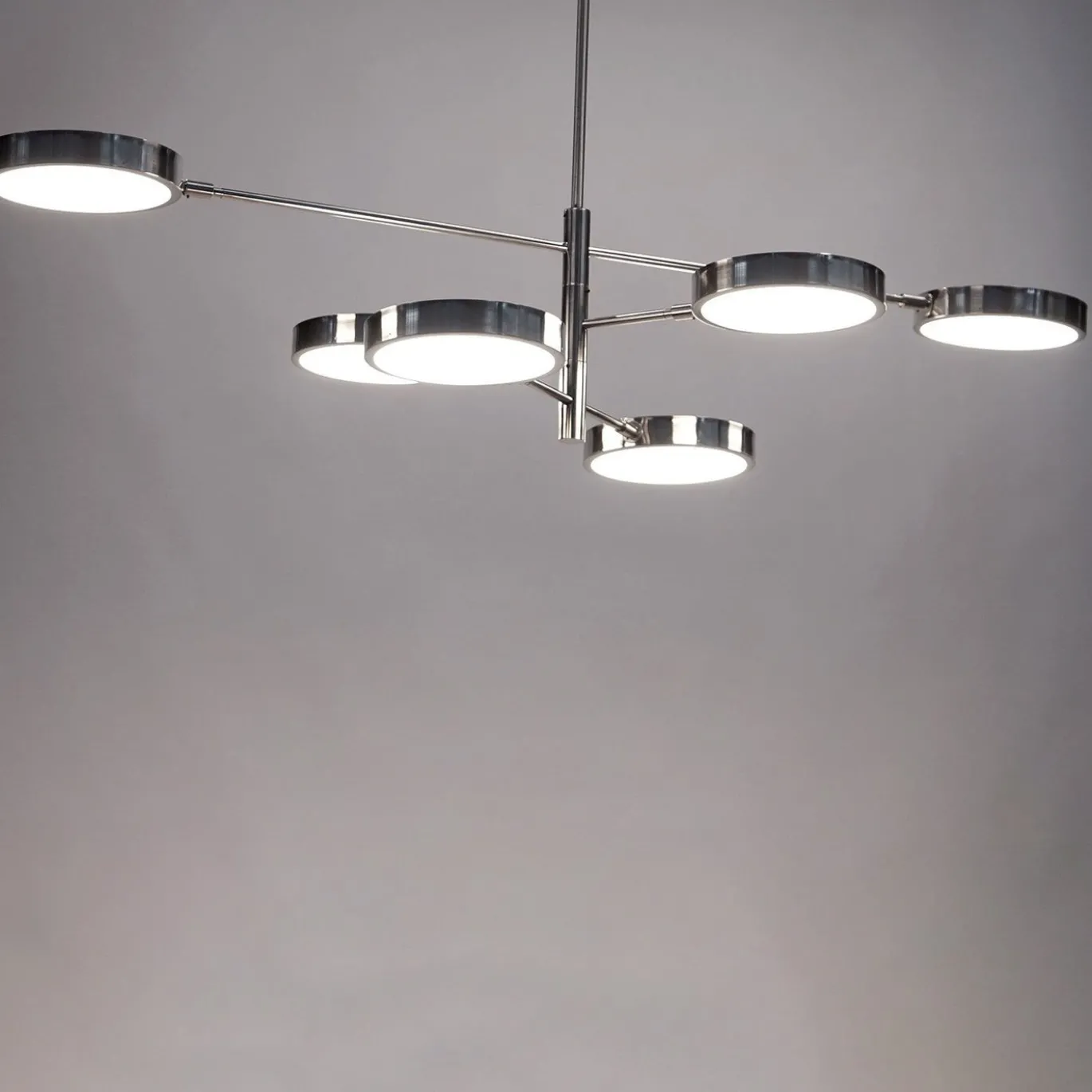 Lampadario Sistema a 6 luci in Nichel Spazzolato e Vetro