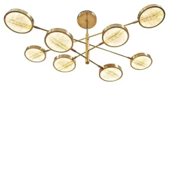 Lampadario Sistema Solare a 8 bracci in ottone e onice