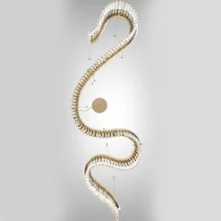 Lampadario Slim Snake in Vetro e Oro