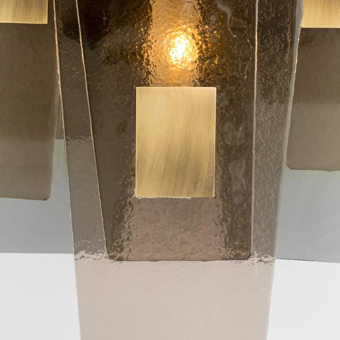Lampadario Sliver in Vetro Ambra e Fumè