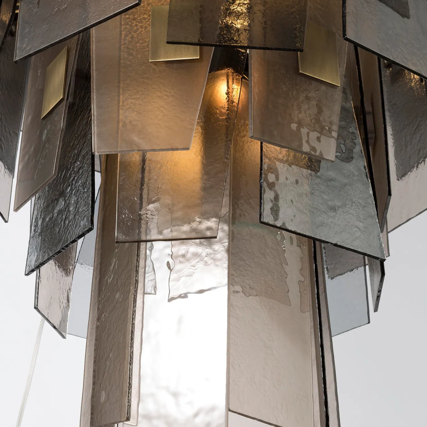 Lampadario Sliver in Vetro Ambra e Fumè