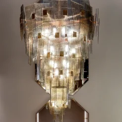 Lampadario Sliver in Vetro Ambra e Fumè