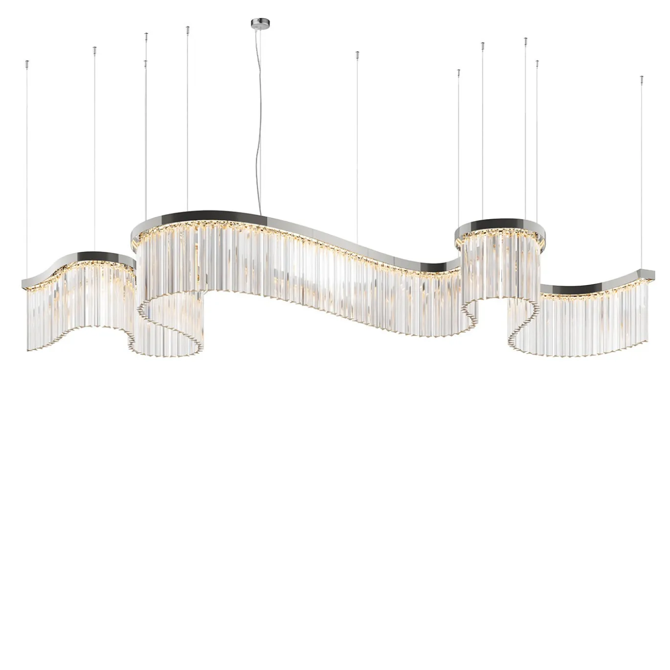 Lampadario Snake in Vetro di Murano Argento S1