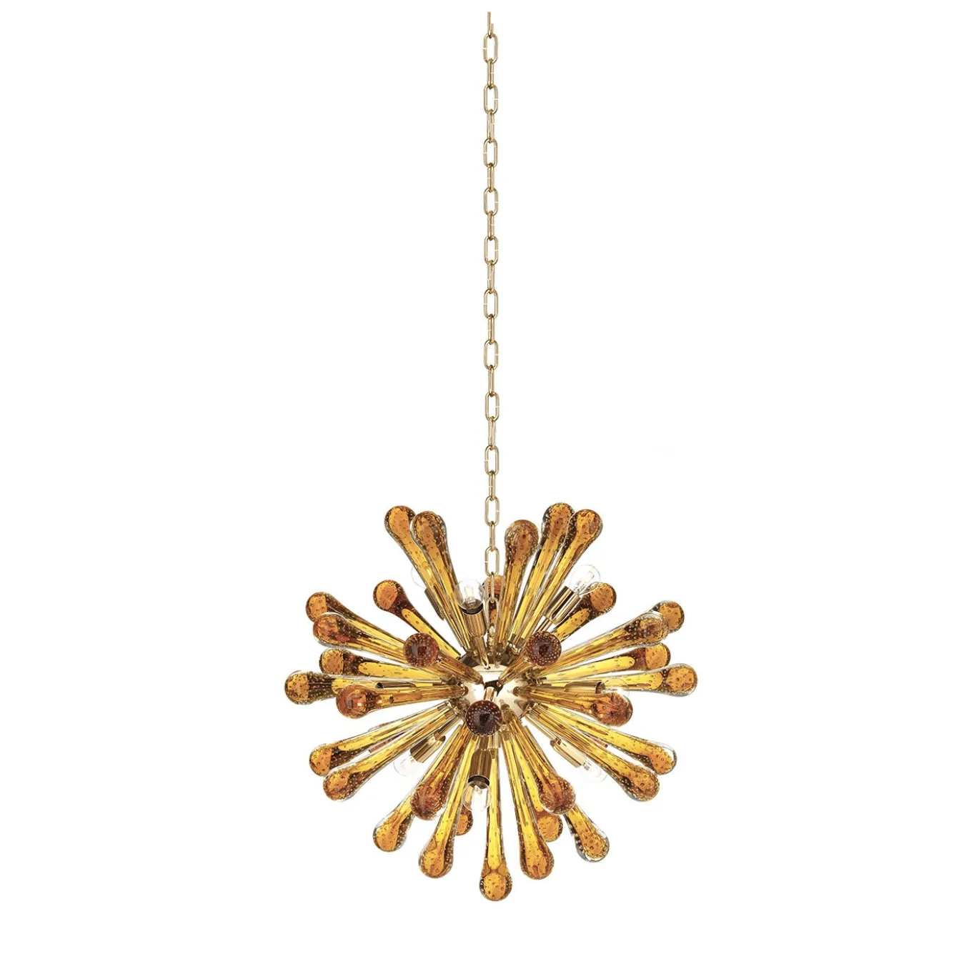Lampadario Sputnik in vetro veneziano color ambra