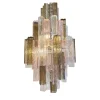 Lampadario Square Bark in vetro Fumè e rosa