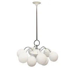 Lampadario Stilnovo a 9 luci cromate