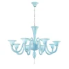 Lampadario Tatiana a 8 Luci in Vetro Soffiato Azzurro Chiaro