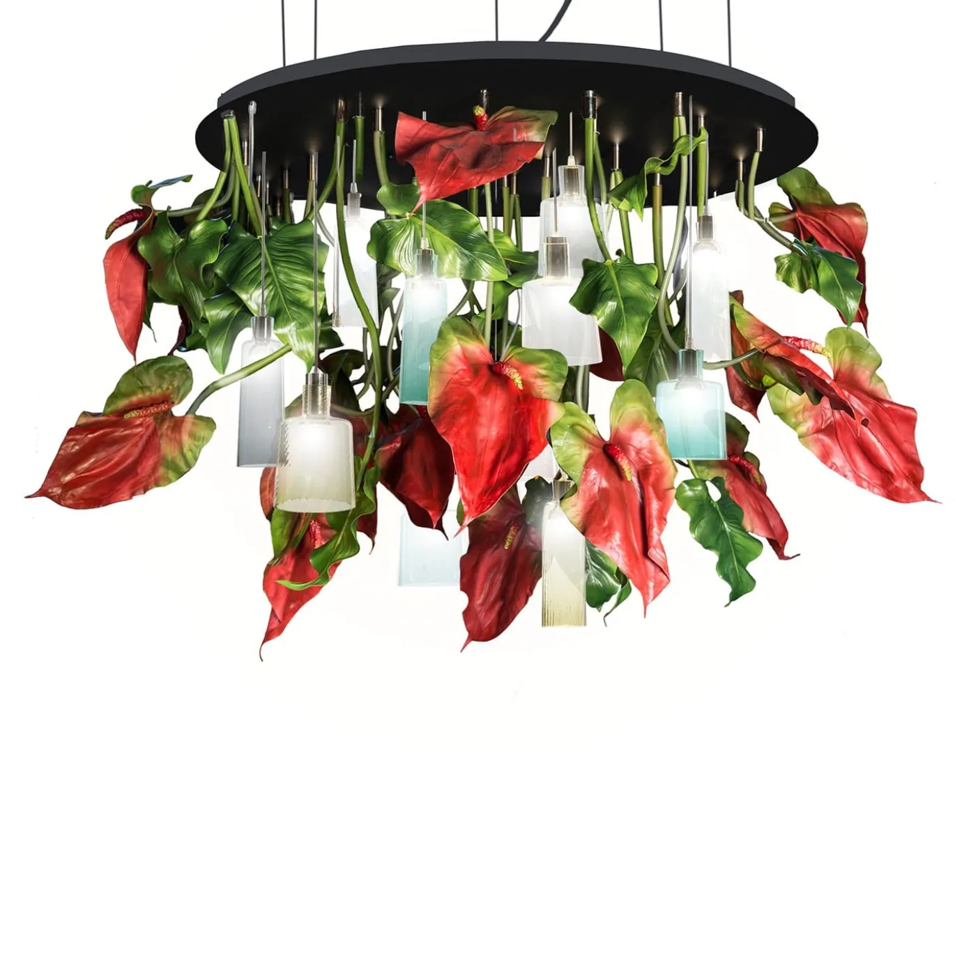 Lampadario tondo medio Flower Power Red Anthurium