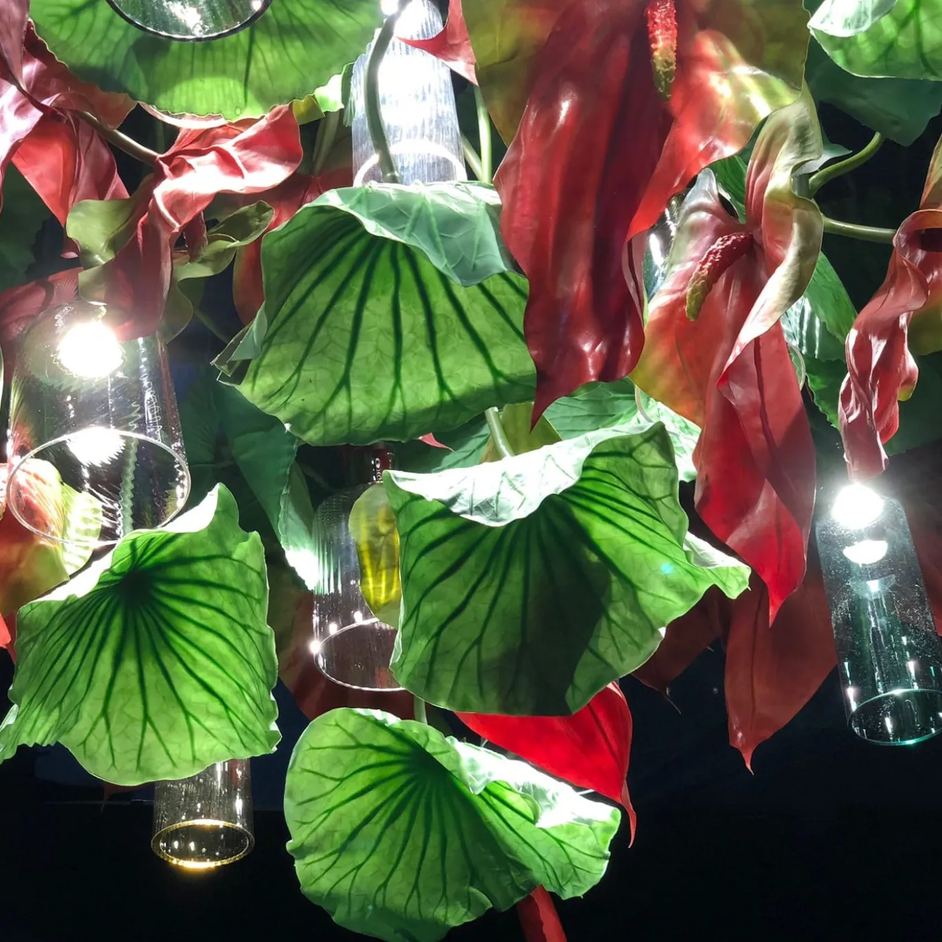 Lampadario tondo medio Flower Power Red Anthurium