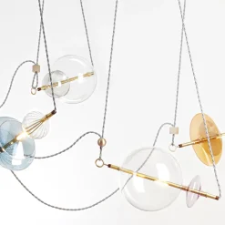 Lampadario Trapezi 6 Luci in Ottone