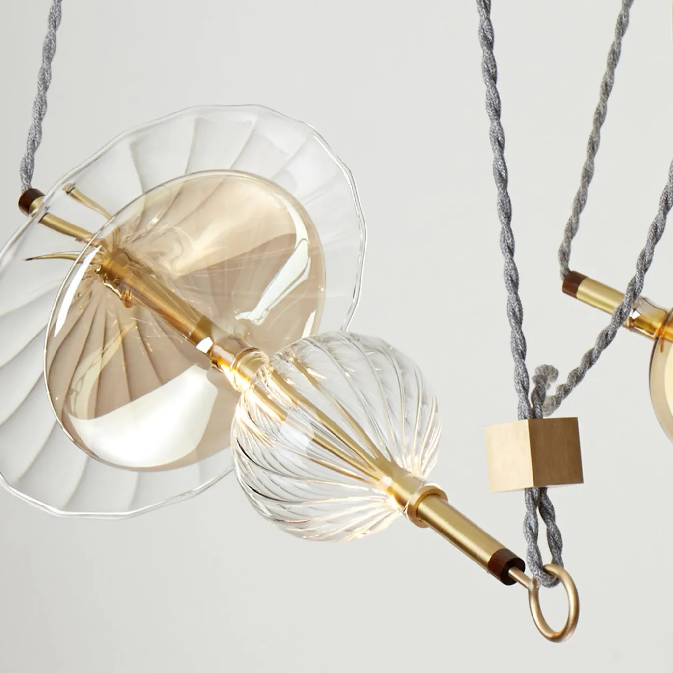 Lampadario Trapezi 4 Luci in Ottone