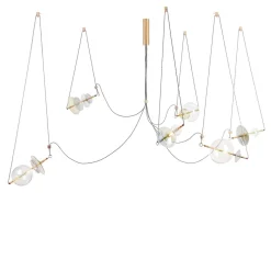 Lampadario Trapezi 6 Luci in Ottone Tonalit� Neutre