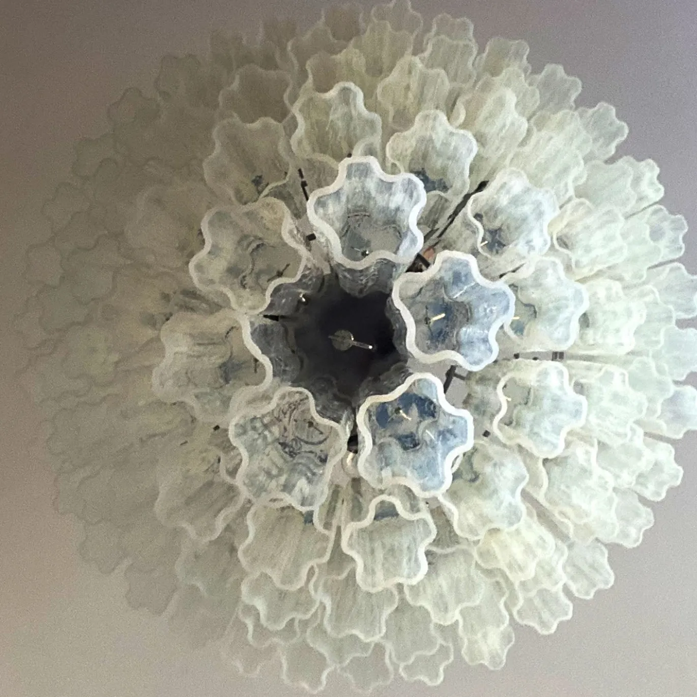 Lampadario Tronchi in vetro OPALINO