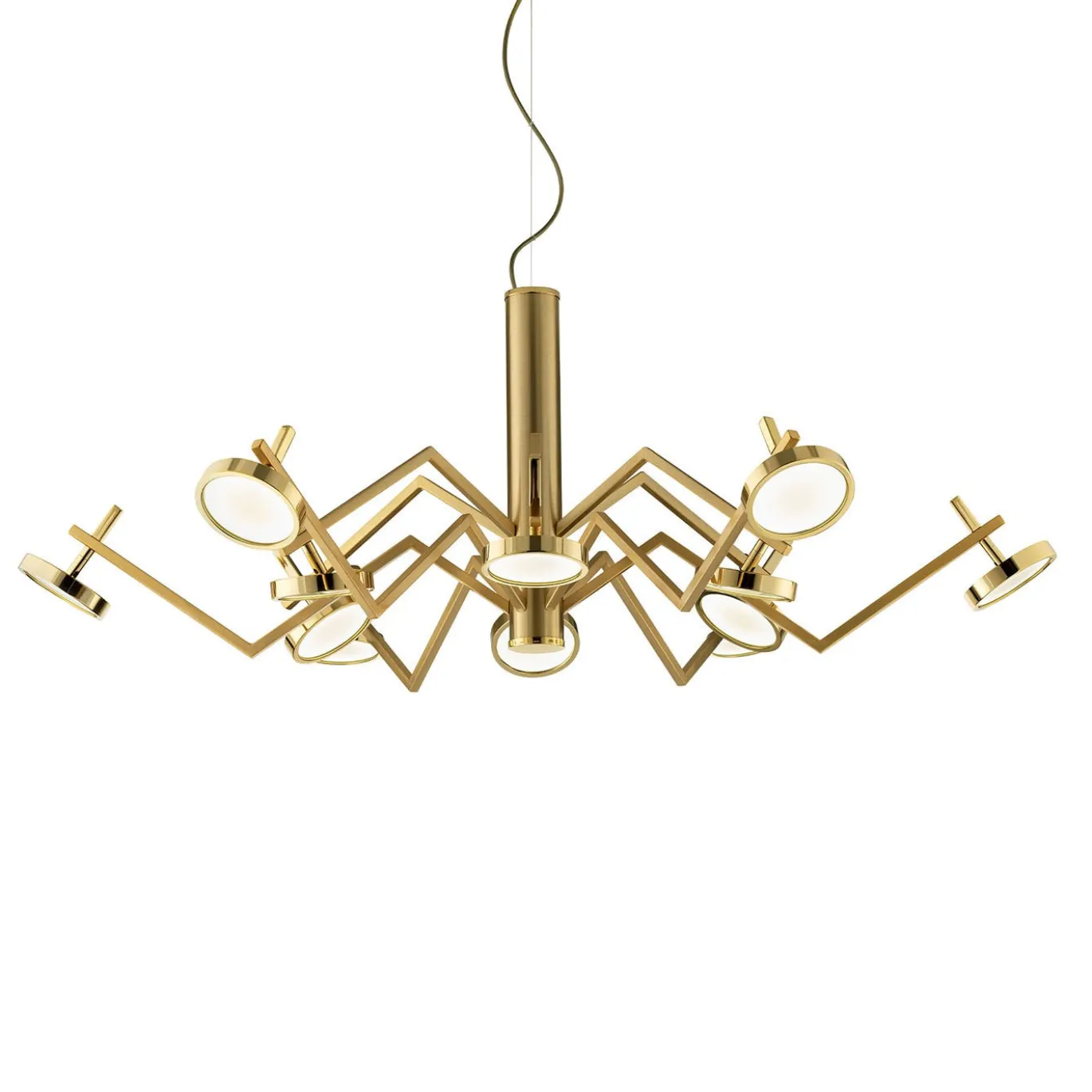 Lampadario Vector in metallo dorato