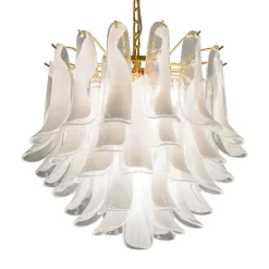 Lampadario Veneziana a 5 piani con 41 Elementi in Vetro Opalino