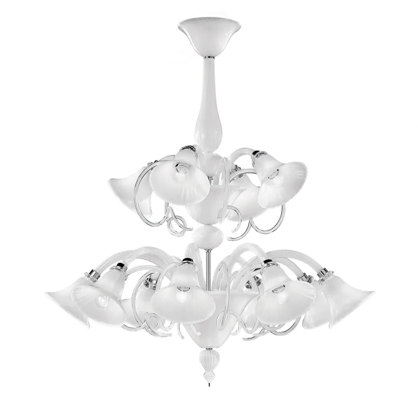 Lampadario Venier bianco a 12 luci