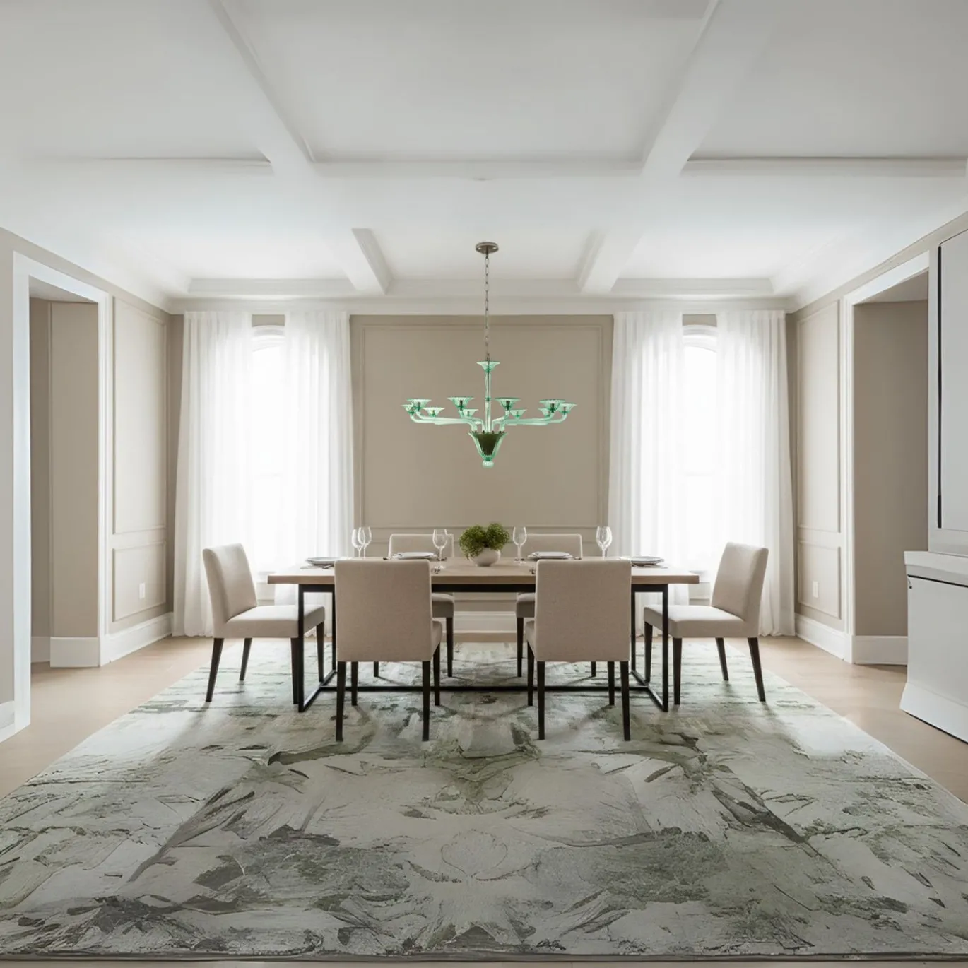 Lampadario Verde Moderno in vetro verde