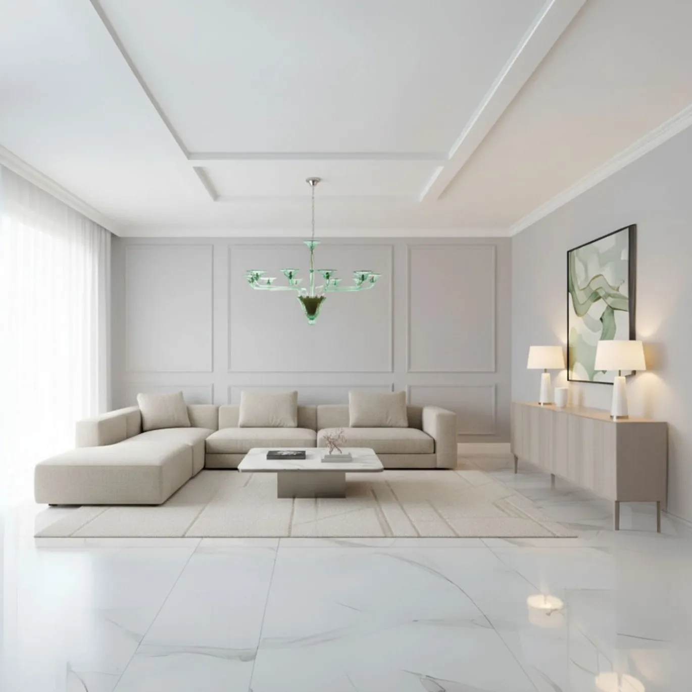 Lampadario Verde Moderno in vetro verde
