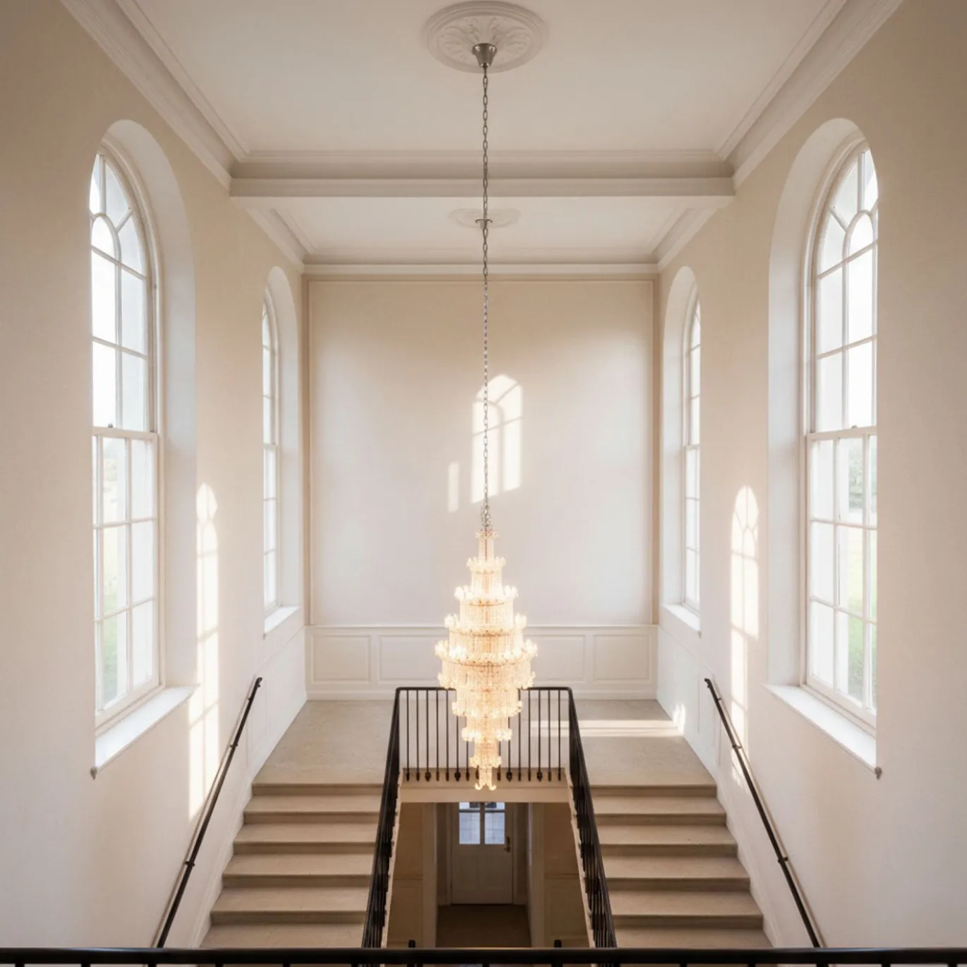 Lampadario Verticale Felci V205 in Vetro