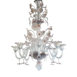 Lampadario Violante Opalino in vetro