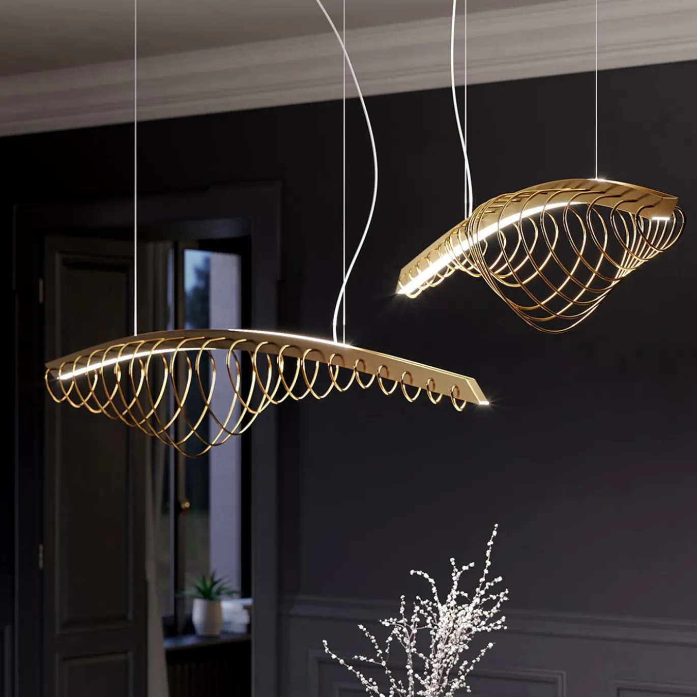 Lampadario Whale in Metallo di Leo De Carlo