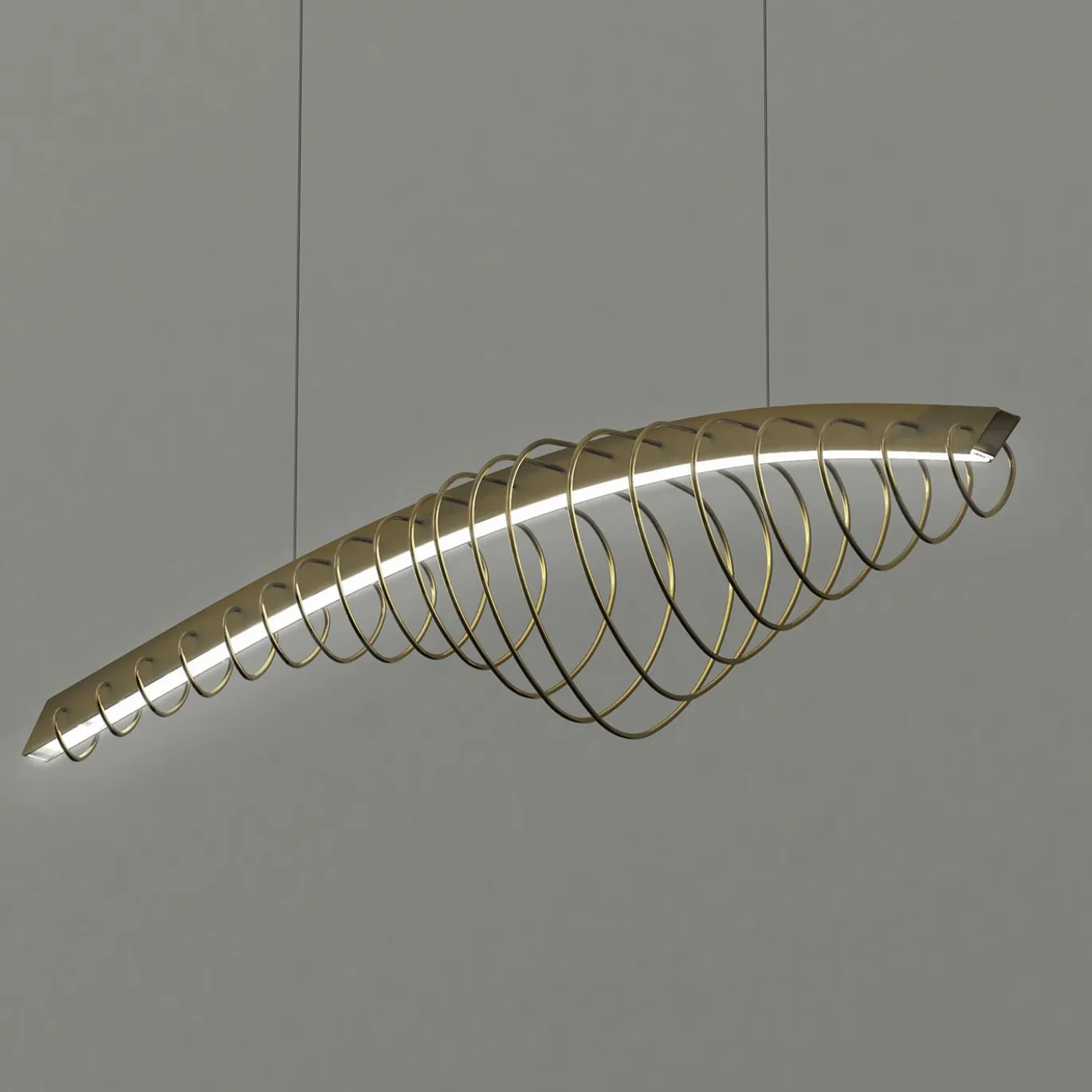 Lampadario Whale in Metallo di Leo De Carlo
