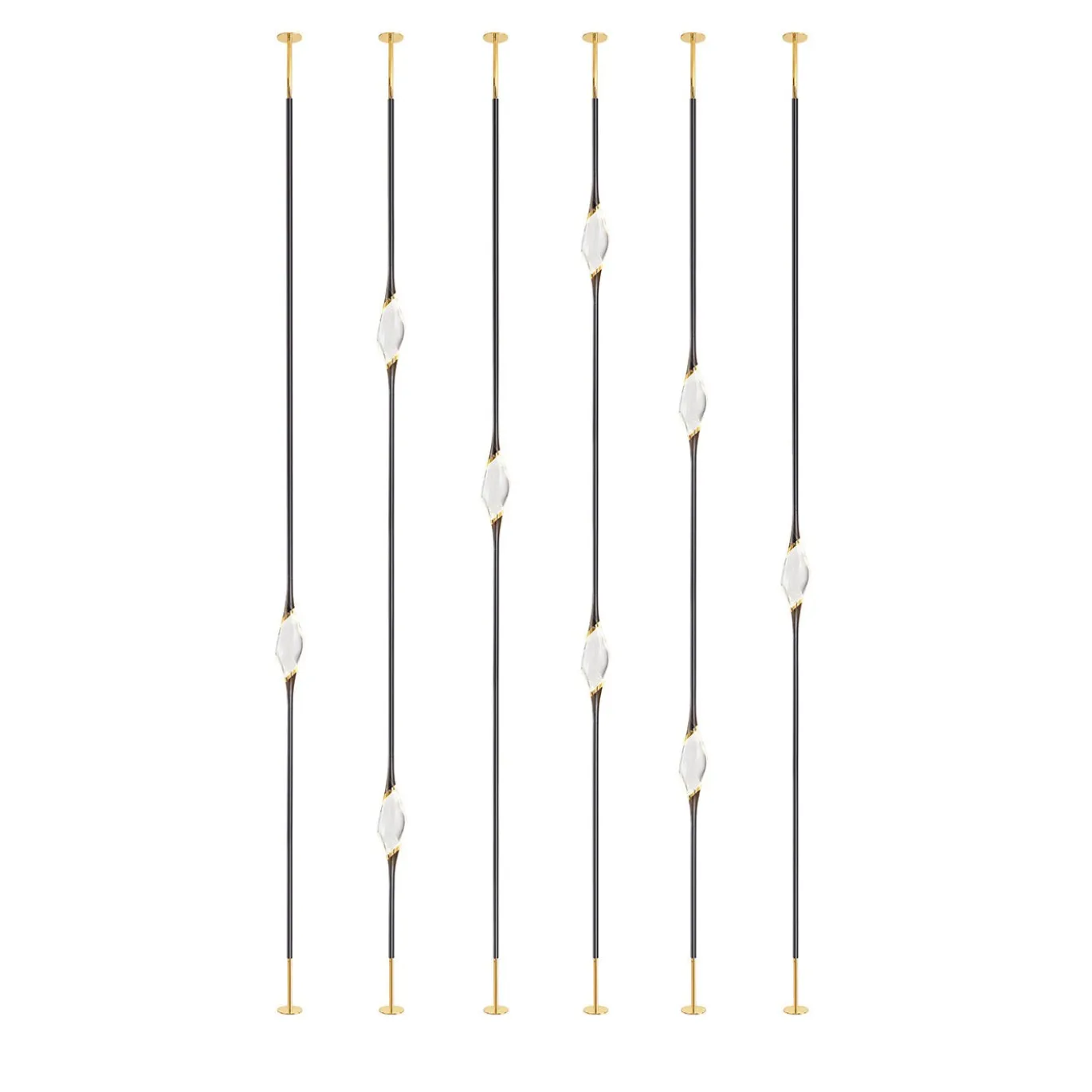 Lampade da pavimento a soffitto Il Pezzo 12 Composizione E in ottone con finitura nera e oro