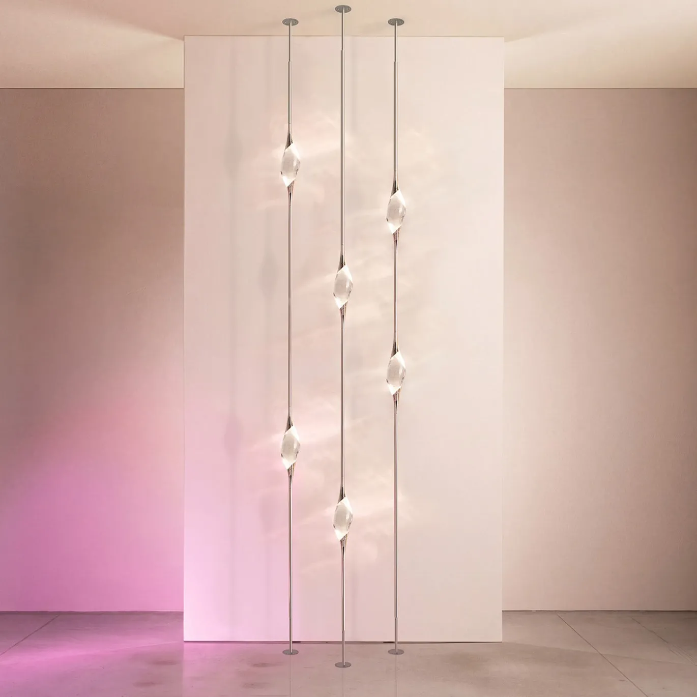 Lampade da pavimento a soffitto Il Pezzo 12 Composizione B in ottone con finitura nichel