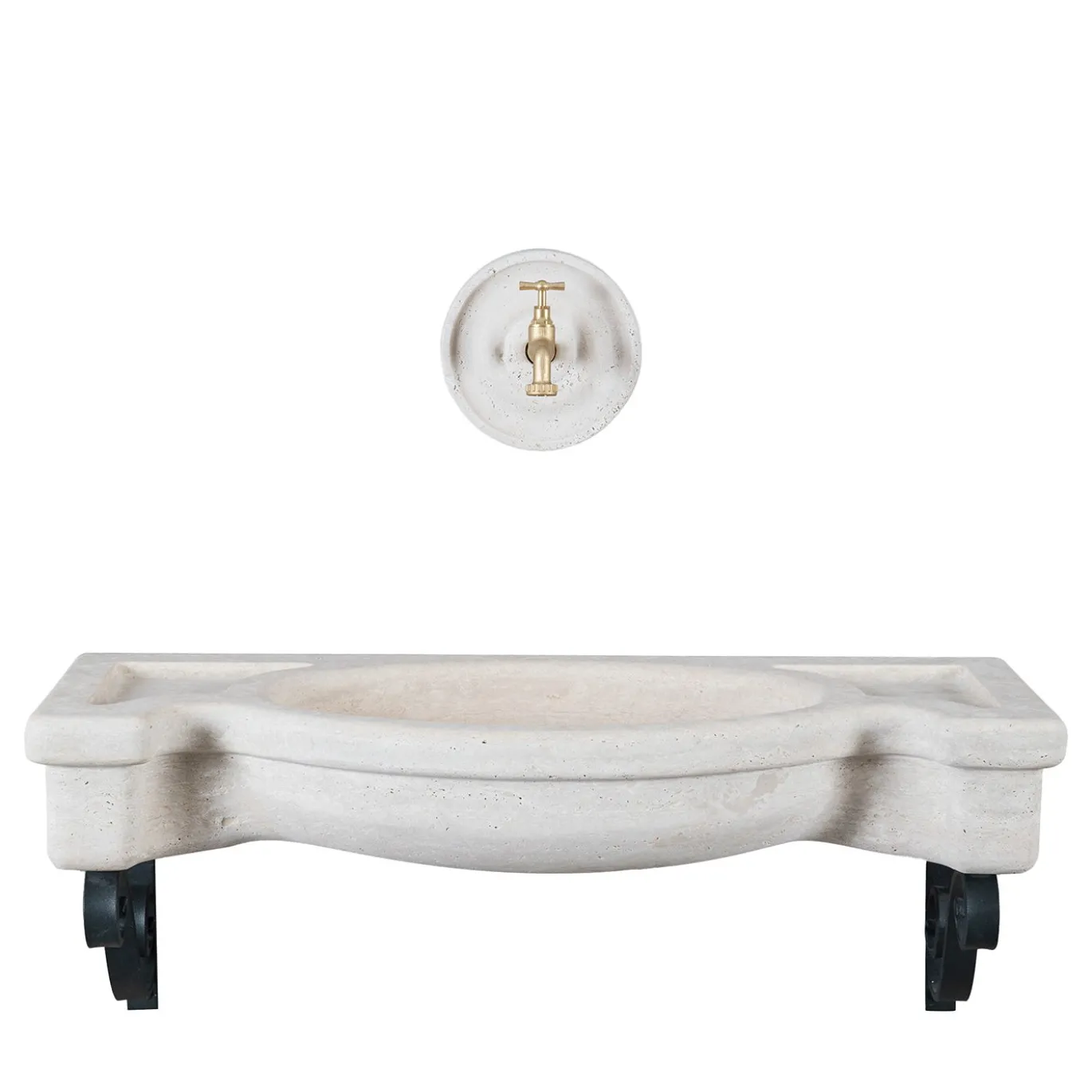 Lavabo semicircolare Sethra in travertino