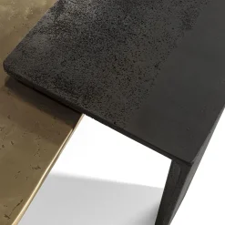 Lego Tavolino Nesting in Alluminio Dorato e Marmo Nero
