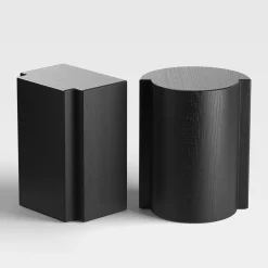 Lei Tavolino Laterale Cilindrico in Rovere Nero