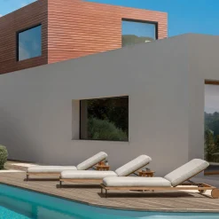Lettino Cleo Beige in legno di Accoya di Marco Acerbis