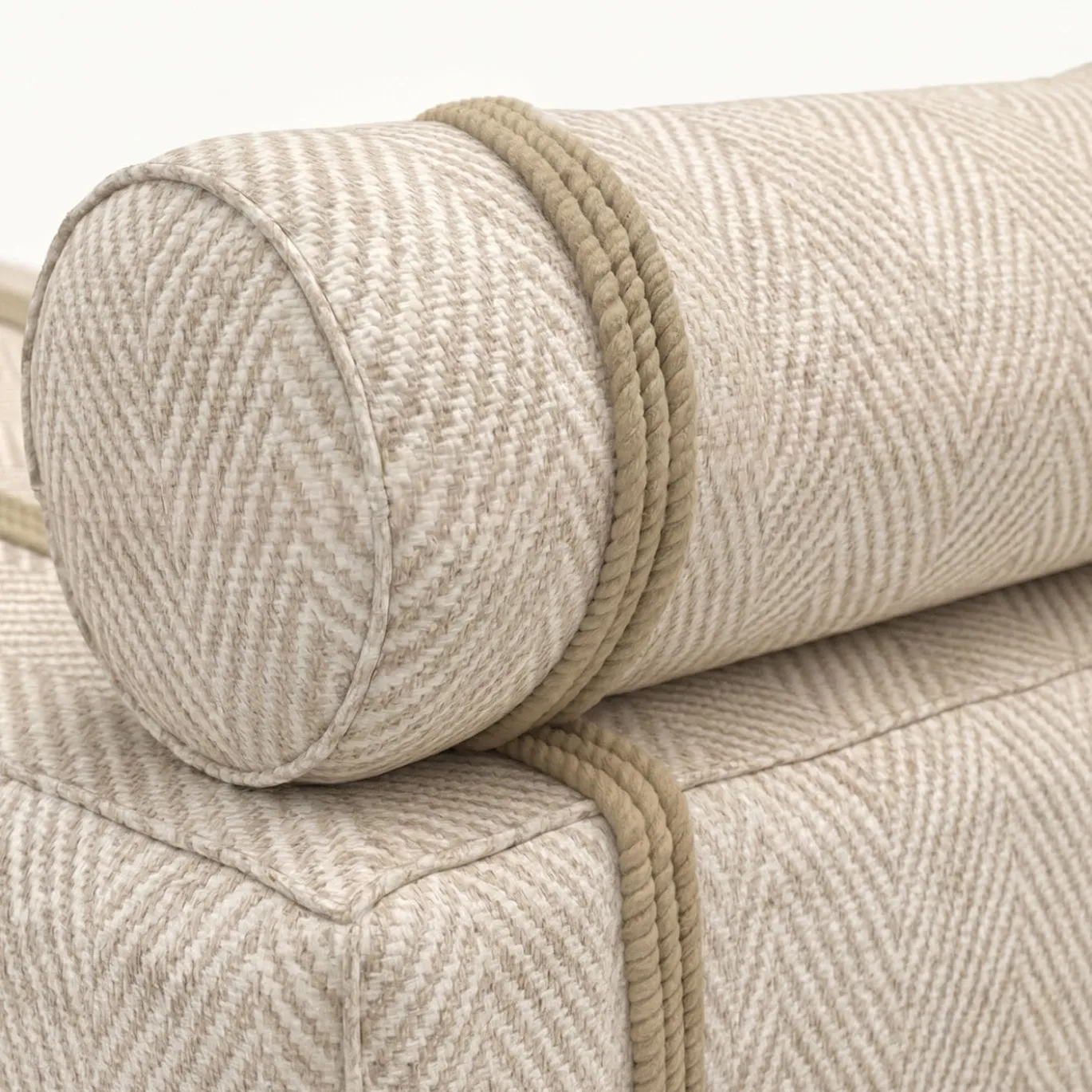 Lettino prendisole da esterno Docker in tessuto sablé chenille beige
