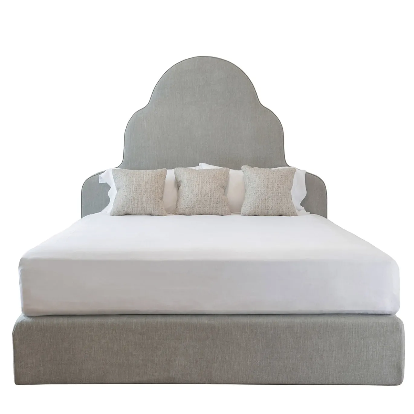 Letto Baldon con testiera imbottita grigio-acciaio