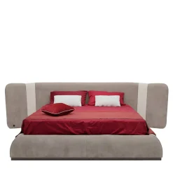 Letto Beige Morrison con dettagli in pelle a contrasto