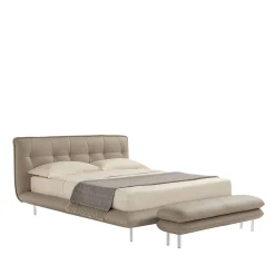 Letto Borg 905 in pelle beige con panca