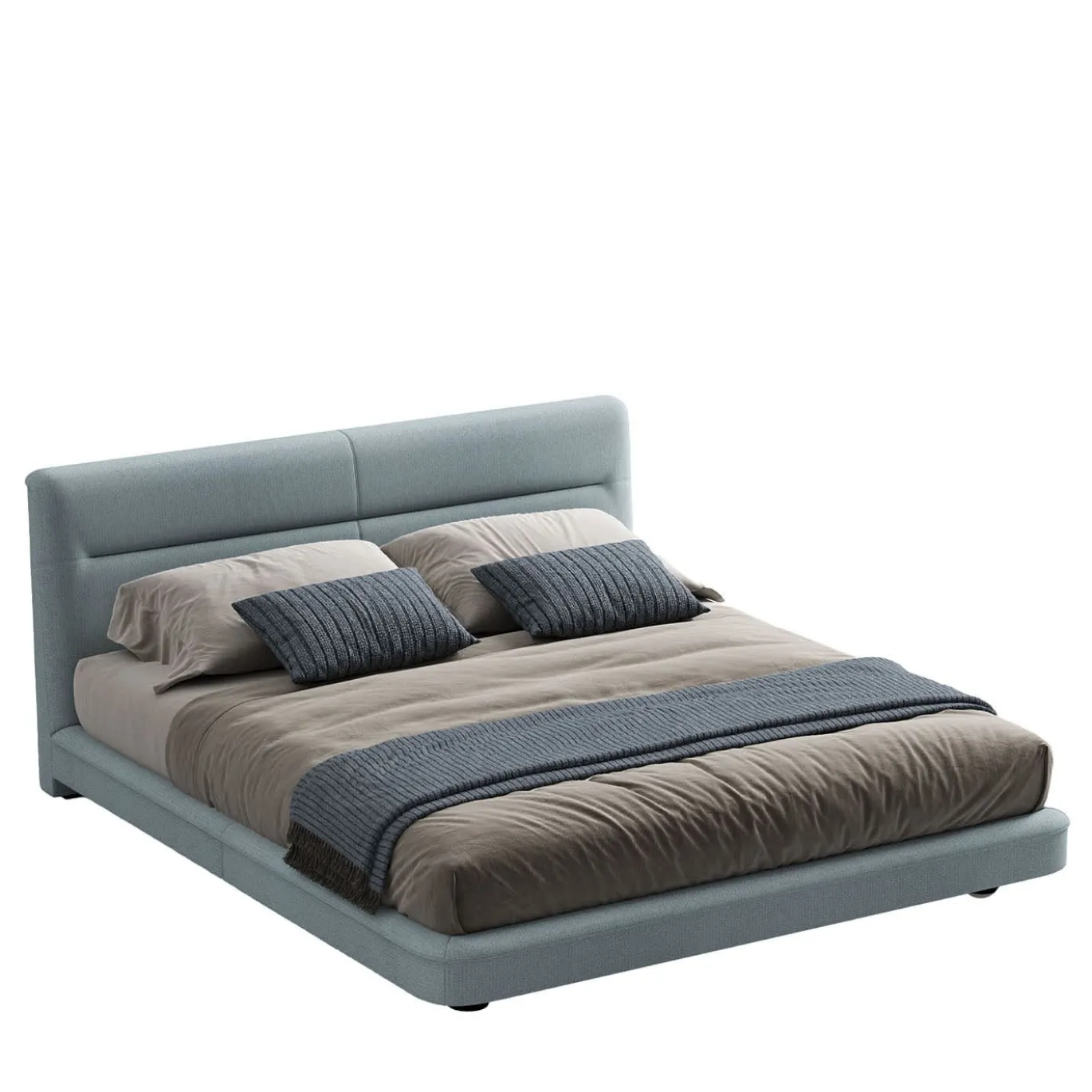 Letto Clermont in legno e tessuto azzurro