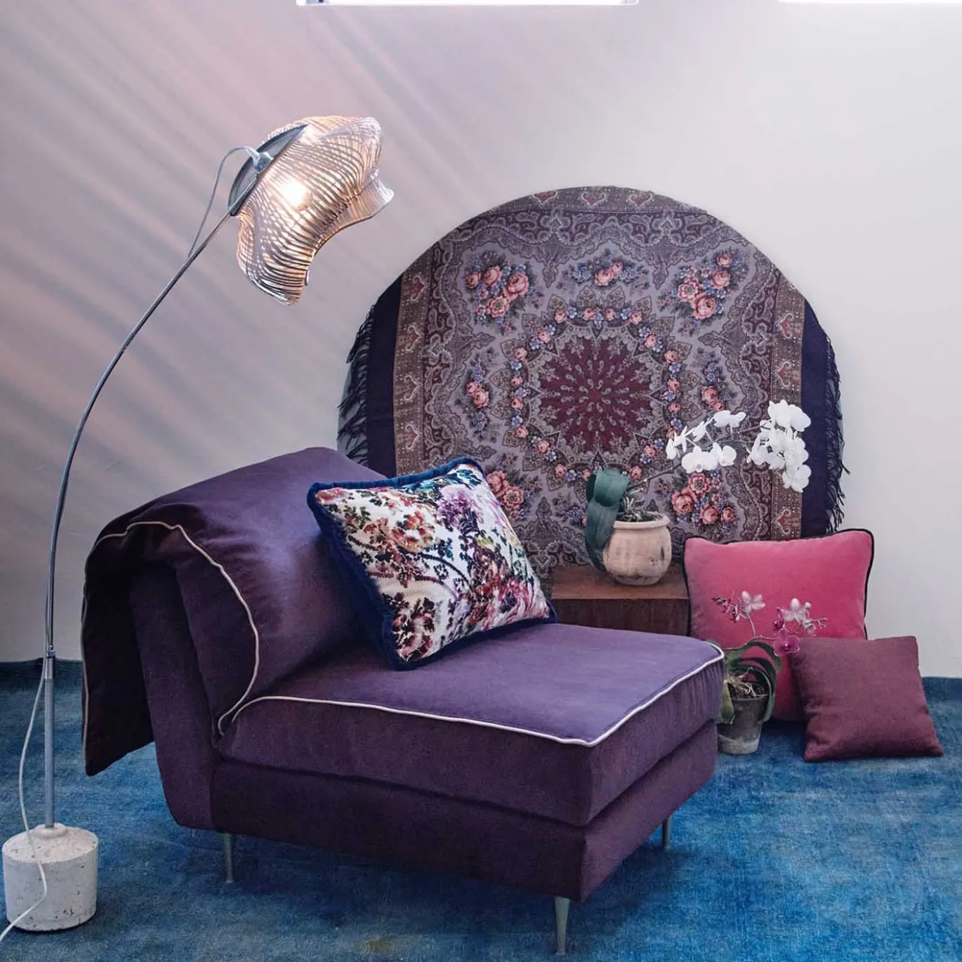 Letto da giorno Casquet Mini in velluto viola profondo