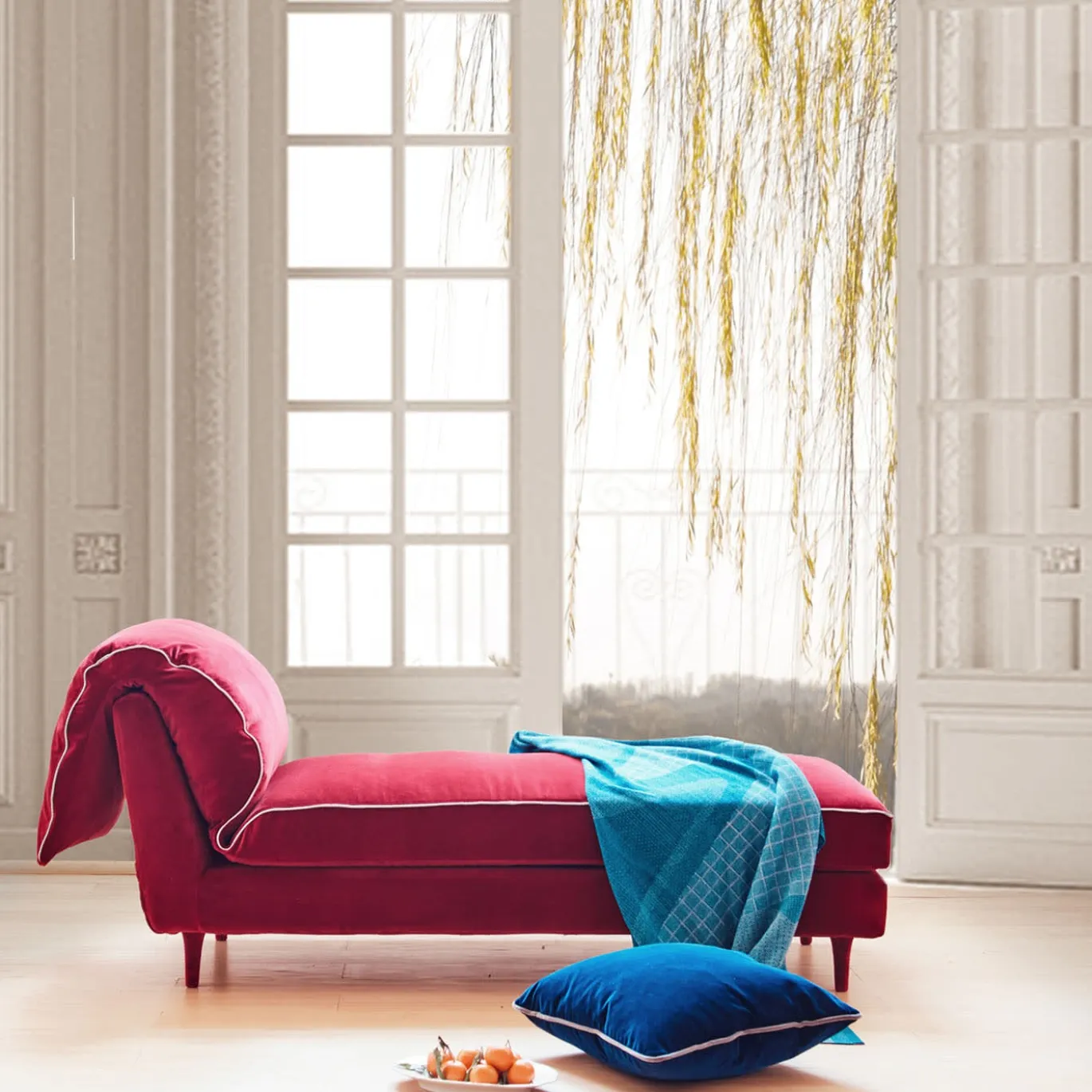 Letto da giorno in velluto Casquet Red Passion