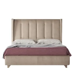 Letto Edo in velluto beige trapuntato