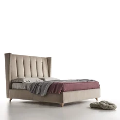 Letto Edo in velluto beige trapuntato