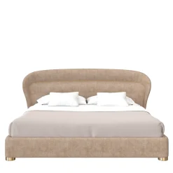 Letto Flare 02 rivestito in velluto beige
