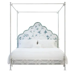 Letto in metallo bianco Canova con decorazione dipinta a mano