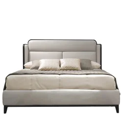 Letto in pelle grigia