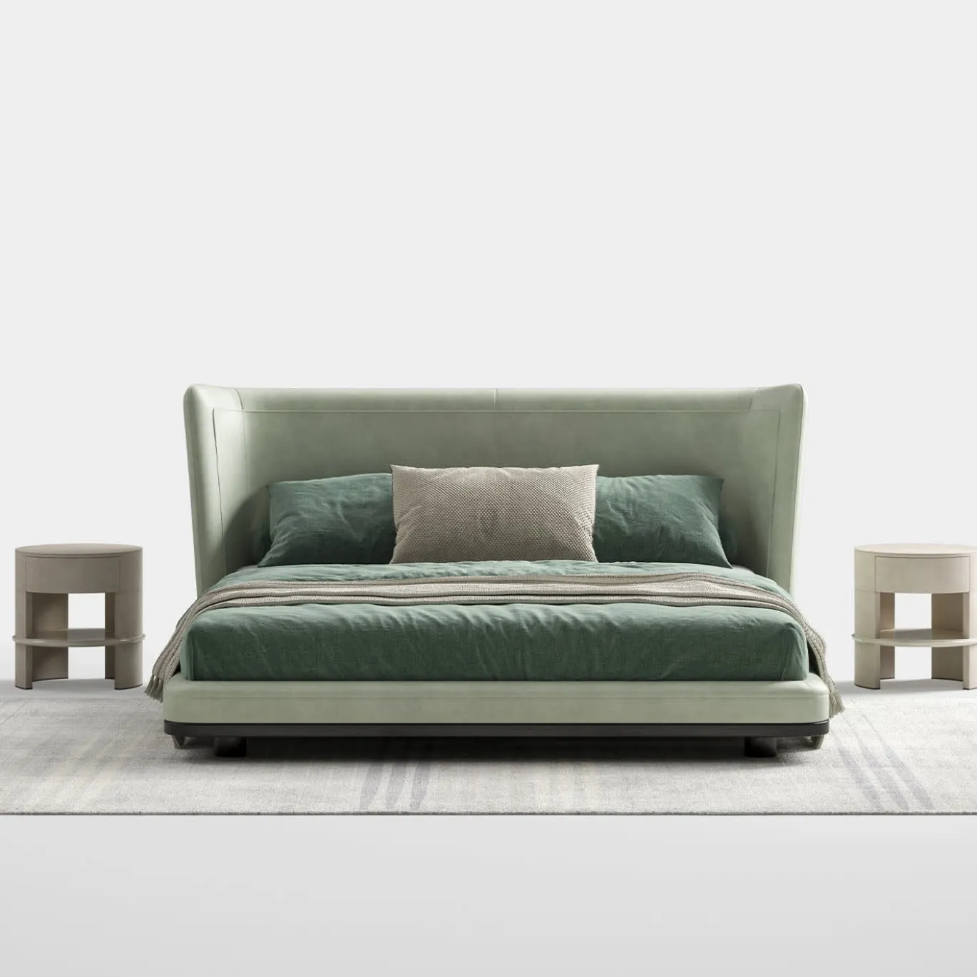 Letto in pelle verde