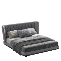 letto in tessuto grigio